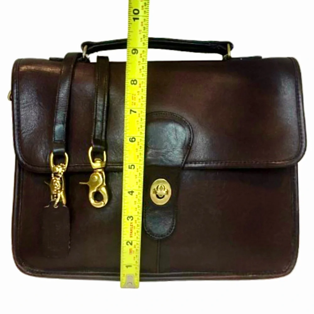 VINTAGE COACH Mahogany Leather Top Handle Turn Lock Unisex Shoulder Bag NYC COA - Picture 13 of 17